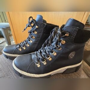 Rieker Black Lace Up Boots